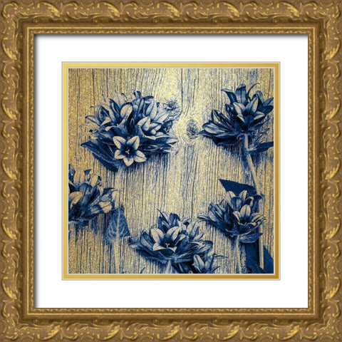 Indigo Gold 3 Gold Ornate Wood Framed Art Print with Double Matting by Kimberly, Allen