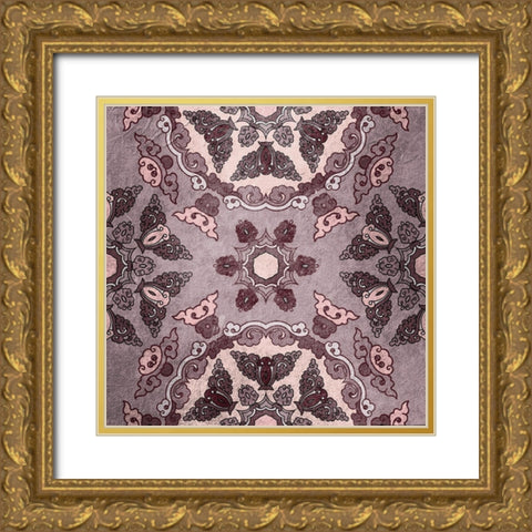 Plum Tiled 2 Gold Ornate Wood Framed Art Print with Double Matting by Kimberly, Allen