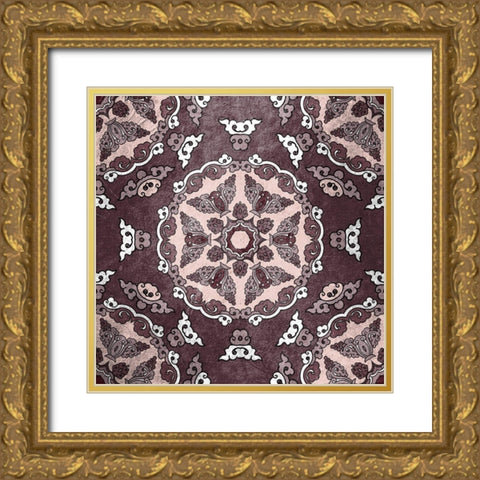 Plum Tiled 3 Gold Ornate Wood Framed Art Print with Double Matting by Kimberly, Allen
