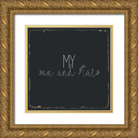 Moon and Stars 2 Gold Ornate Wood Framed Art Print with Double Matting by Kimberly, Allen