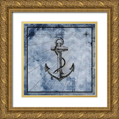 Nautical 1 Gold Ornate Wood Framed Art Print with Double Matting by Allen, Kimberly