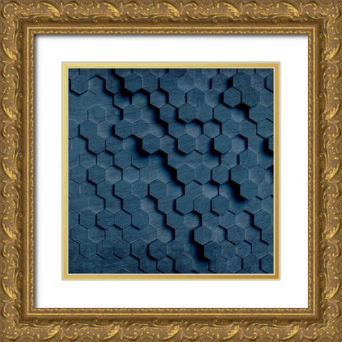 Geo Grid 2 Gold Ornate Wood Framed Art Print with Double Matting by Kimberly, Allen