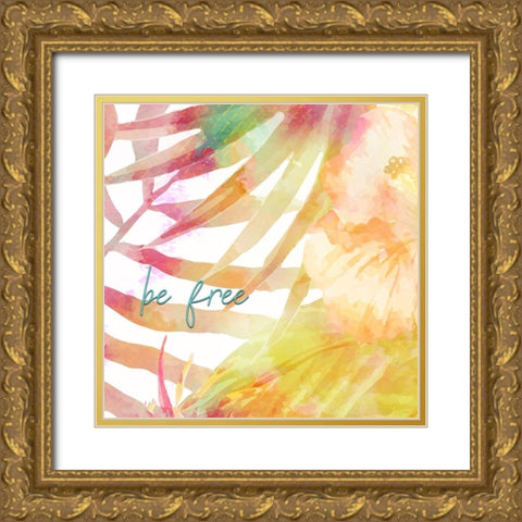 Be Happy 2 Gold Ornate Wood Framed Art Print with Double Matting by Kimberly, Allen