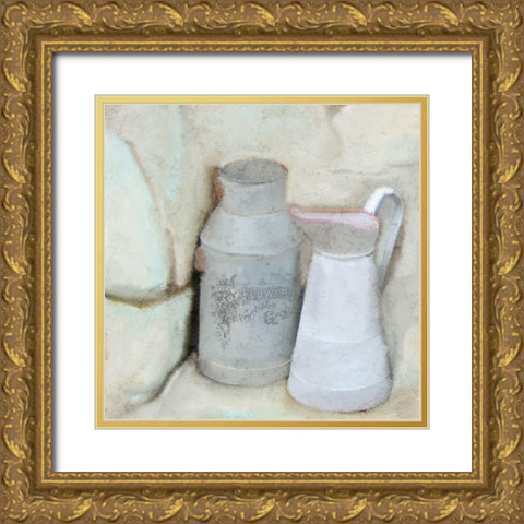Flower Pitcher Gold Ornate Wood Framed Art Print with Double Matting by Kimberly, Allen