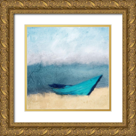 Teal Boating Gold Ornate Wood Framed Art Print with Double Matting by Kimberly, Allen