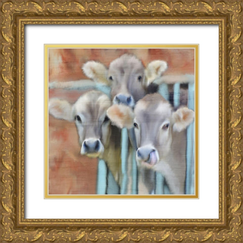 Three of a Kind Gold Ornate Wood Framed Art Print with Double Matting by Kimberly, Allen