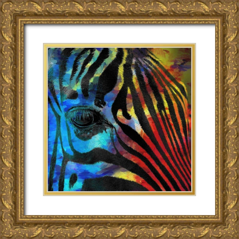 Zebra 2 Gold Ornate Wood Framed Art Print with Double Matting by Kimberly, Allen