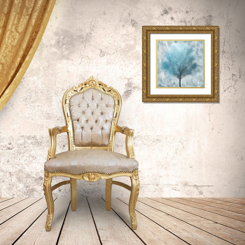 Teal Fall  Gold Ornate Wood Framed Art Print with Double Matting by Kimberly, Allen