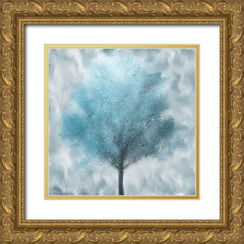 Teal Fall  Gold Ornate Wood Framed Art Print with Double Matting by Kimberly, Allen