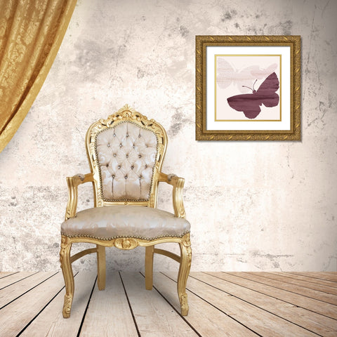 Blush Butterflies 1 Gold Ornate Wood Framed Art Print with Double Matting by Kimberly, Allen