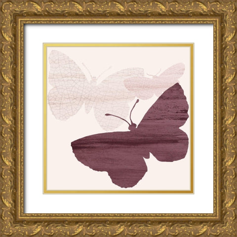 Blush Butterflies 1 Gold Ornate Wood Framed Art Print with Double Matting by Kimberly, Allen