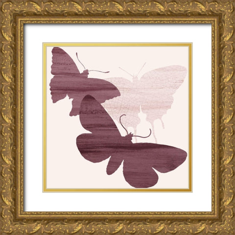 Blush Butterflies 2 Gold Ornate Wood Framed Art Print with Double Matting by Kimberly, Allen