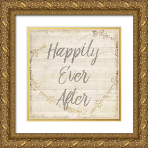 Happily Ever After Grey Gold Ornate Wood Framed Art Print with Double Matting by Allen, Kimberly