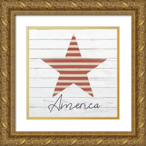 God Bless America 3 Gold Ornate Wood Framed Art Print with Double Matting by Kimberly, Allen
