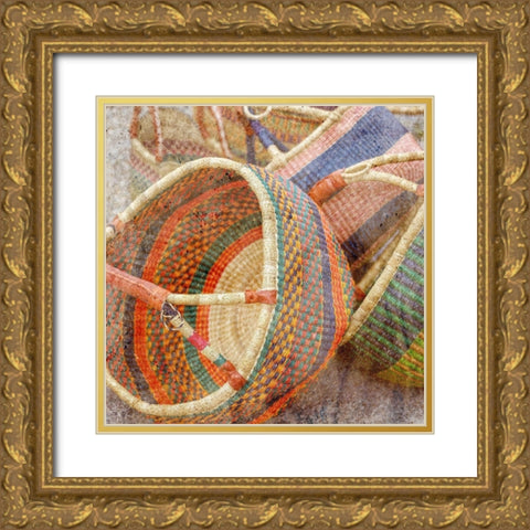 Basket Market 1 Gold Ornate Wood Framed Art Print with Double Matting by Kimberly, Allen