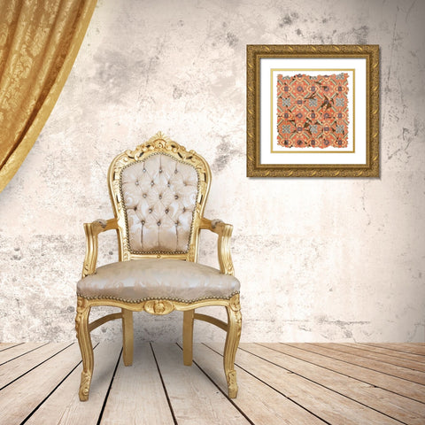 Tattered Global Pattern 1 Gold Ornate Wood Framed Art Print with Double Matting by Kimberly, Allen