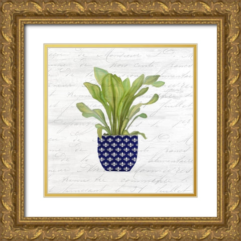 Blue Pots 1 Gold Ornate Wood Framed Art Print with Double Matting by Kimberly, Allen