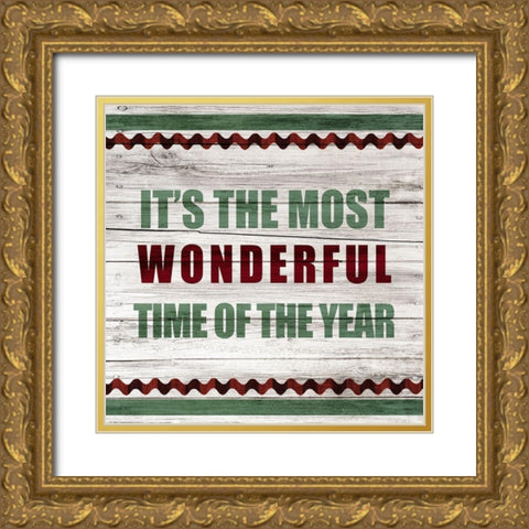 Farmhouse Christmas 3 Gold Ornate Wood Framed Art Print with Double Matting by Kimberly, Allen