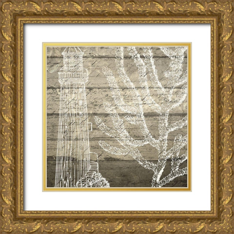 At the Sea 3 Gold Ornate Wood Framed Art Print with Double Matting by Kimberly, Allen