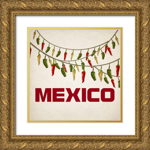 Fiesta 3 Gold Ornate Wood Framed Art Print with Double Matting by Kimberly, Allen