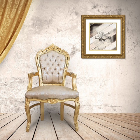 Lick The Bowl Gold Ornate Wood Framed Art Print with Double Matting by Kimberly, Allen