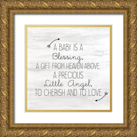 Little Angel Gold Ornate Wood Framed Art Print with Double Matting by Kimberly, Allen