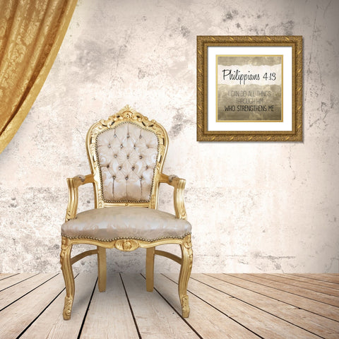Philippians 4 13 Cream Gold Ornate Wood Framed Art Print with Double Matting by Kimberly, Allen