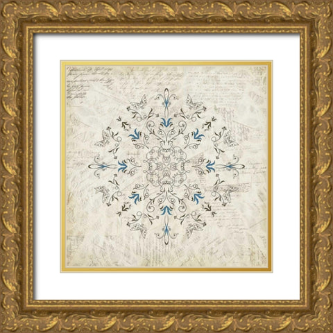 Flourish 1 Gold Ornate Wood Framed Art Print with Double Matting by Allen, Kimberly