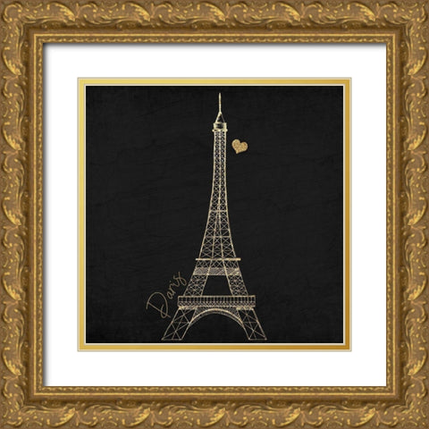 Paris Gold 1 Gold Ornate Wood Framed Art Print with Double Matting by Kimberly, Allen