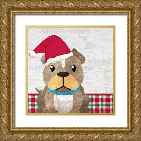 Christmas Woof 1 Gold Ornate Wood Framed Art Print with Double Matting by Kimberly, Allen