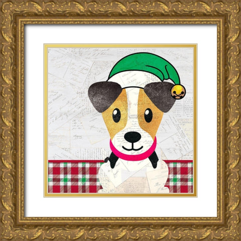 Christmas Woof 2 Gold Ornate Wood Framed Art Print with Double Matting by Kimberly, Allen