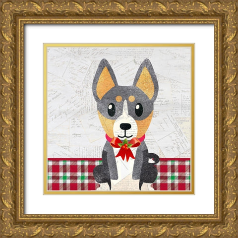 Christmas Woof 4 Gold Ornate Wood Framed Art Print with Double Matting by Kimberly, Allen