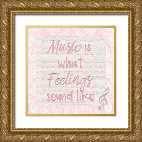 Music Is A Gold Ornate Wood Framed Art Print with Double Matting by Allen, Kimberly