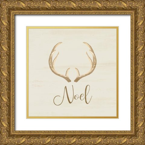 Noel Antler Gold Ornate Wood Framed Art Print with Double Matting by Kimberly, Allen