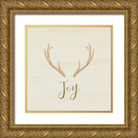 Joy Antler Gold Ornate Wood Framed Art Print with Double Matting by Kimberly, Allen