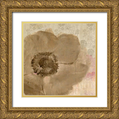 Newspaper Floral 2 Gold Ornate Wood Framed Art Print with Double Matting by Allen, Kimberly