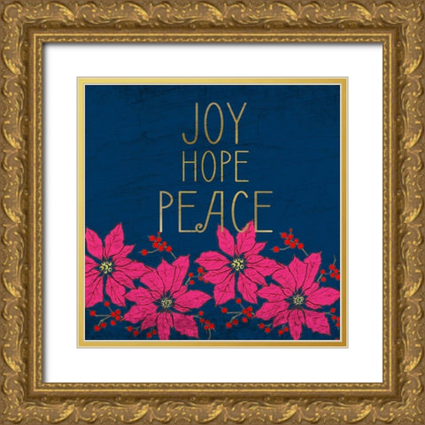 JOY HOPE PEACE Gold Ornate Wood Framed Art Print with Double Matting by Kimberly, Allen