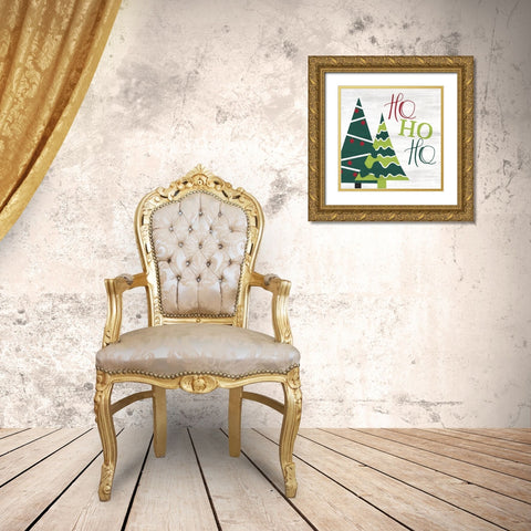 Ho Ho Ho Trees Gold Ornate Wood Framed Art Print with Double Matting by Kimberly, Allen