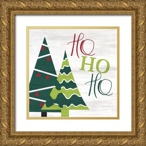 Ho Ho Ho Trees Gold Ornate Wood Framed Art Print with Double Matting by Kimberly, Allen