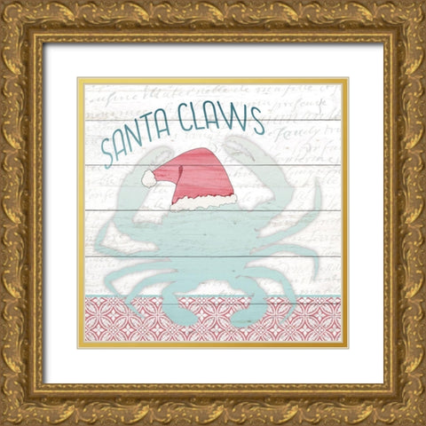 Santa Claws Gold Ornate Wood Framed Art Print with Double Matting by Kimberly, Allen