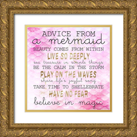 Advice From a Mermaid Gold Ornate Wood Framed Art Print with Double Matting by Kimberly, Allen