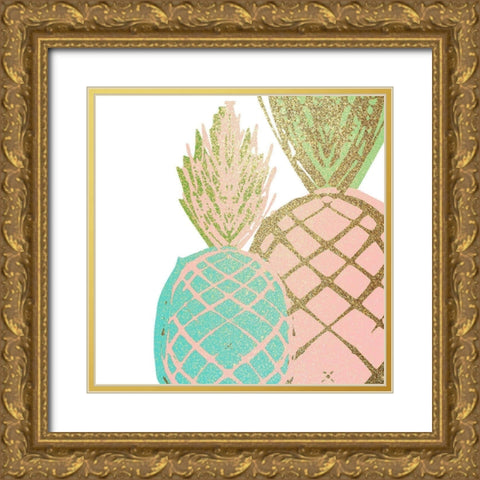 Pineapple Bright 2 Gold Ornate Wood Framed Art Print with Double Matting by Kimberly, Allen