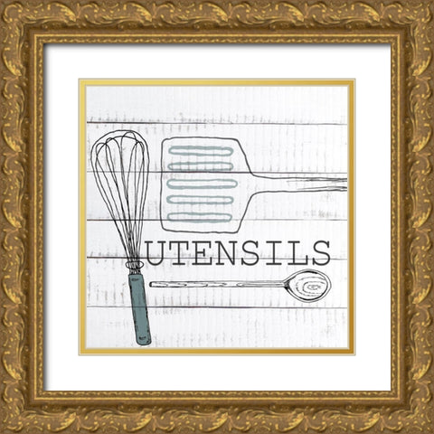 Utensils Gold Ornate Wood Framed Art Print with Double Matting by Kimberly, Allen