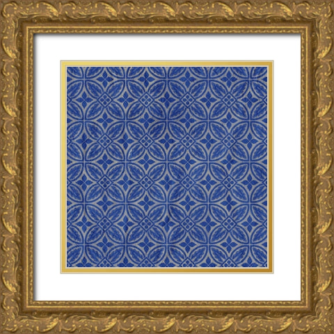 Blue Patterned 1 Gold Ornate Wood Framed Art Print with Double Matting by Kimberly, Allen