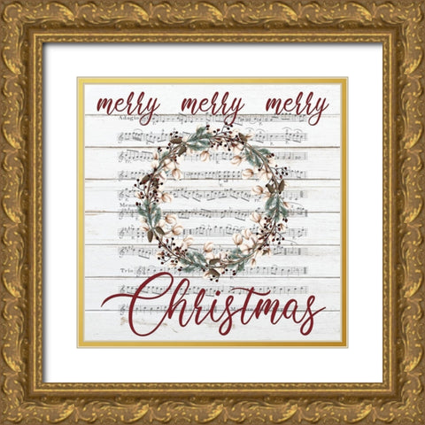 Merry Merry Merry Gold Ornate Wood Framed Art Print with Double Matting by Kimberly, Allen