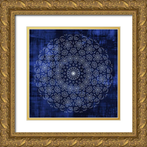 Indigo Mandala 1 Gold Ornate Wood Framed Art Print with Double Matting by Allen, Kimberly