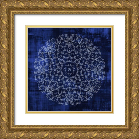 Indigo Mandala 3 Gold Ornate Wood Framed Art Print with Double Matting by Allen, Kimberly