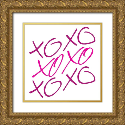 XOXO 1 Gold Ornate Wood Framed Art Print with Double Matting by Allen, Kimberly