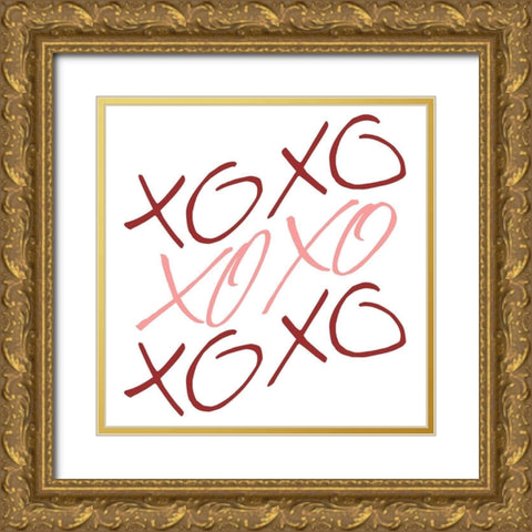 XOXO 1 Gold Ornate Wood Framed Art Print with Double Matting by Kimberly, Allen