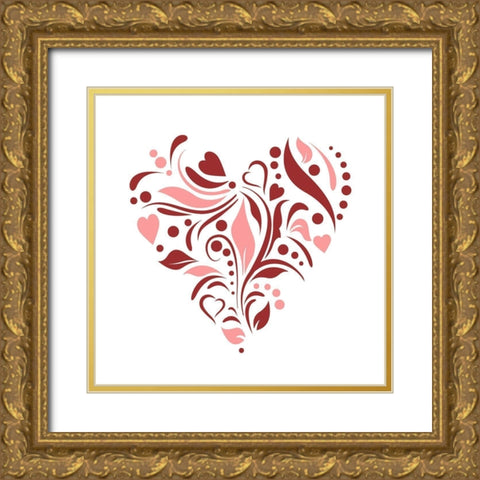 XOXO 2 Gold Ornate Wood Framed Art Print with Double Matting by Kimberly, Allen
